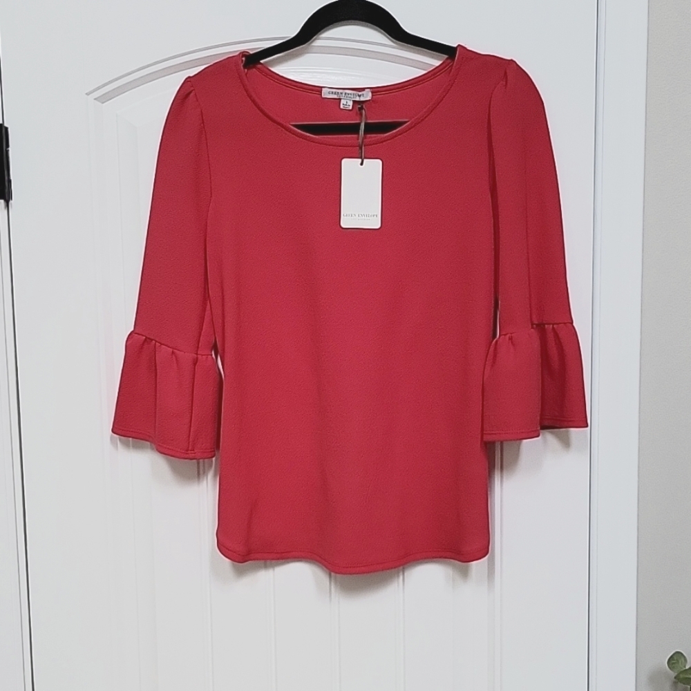 Women's Green Envelope Lis Angeles Bell Sleeve Top